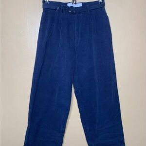 Christine Alcalay Blue Corduroy Straight Leg Ankle Length Pants